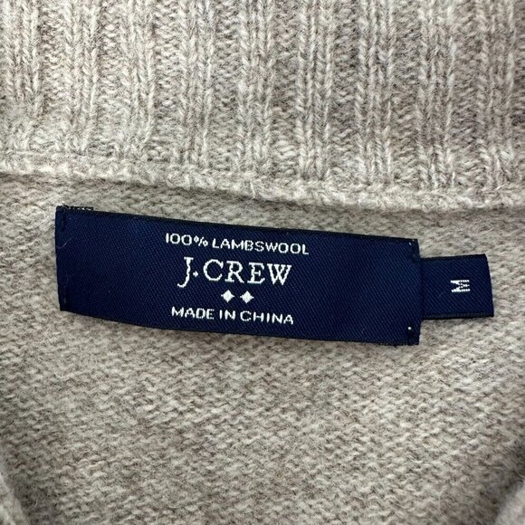 J Crew Lambswool Sweater Size M Tan Shawl Collar Grandpa - Picture 7 of 12